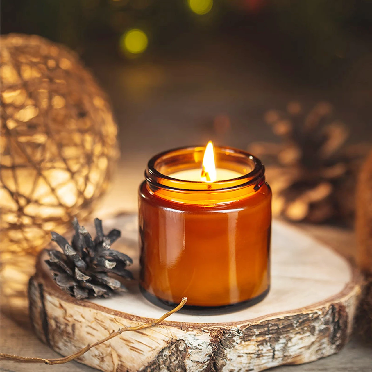 Bath Salts Jar - Glass Candle Jars, 4oz Amber Round