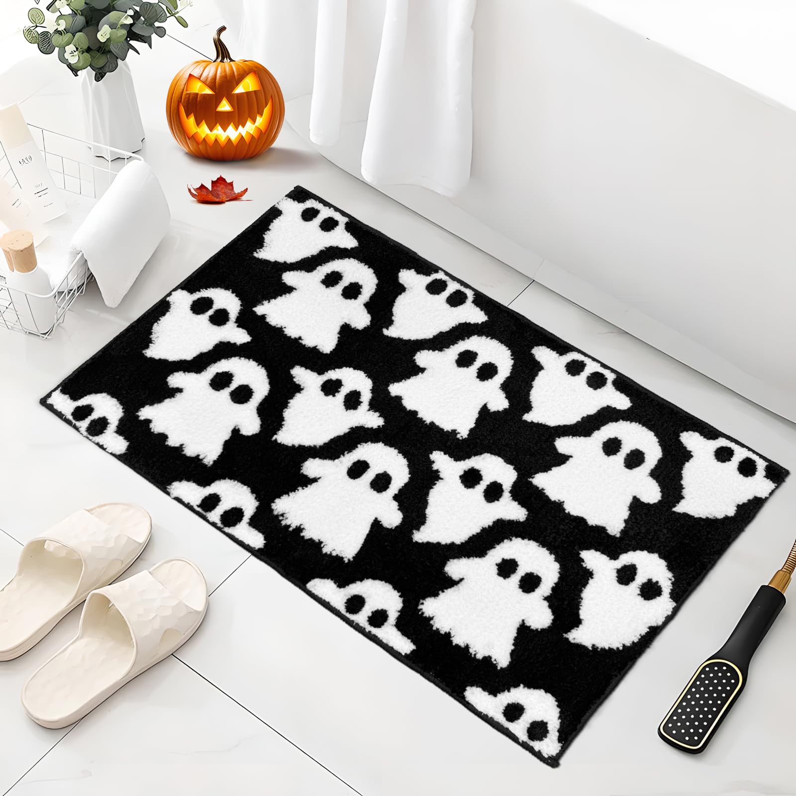 Zara Home Bathroom Mat - VIKAMA Halloween Ghost Bath Mats Black