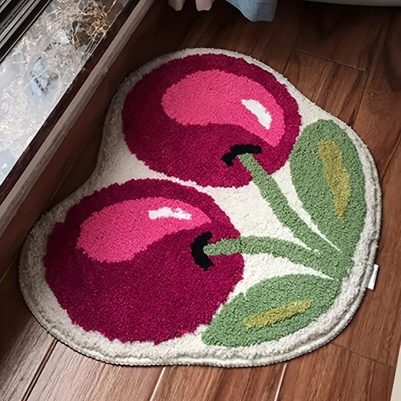 Zara Home Bathroom Mat - Cute Cherry Bath Mat, Absorbent Microfiber