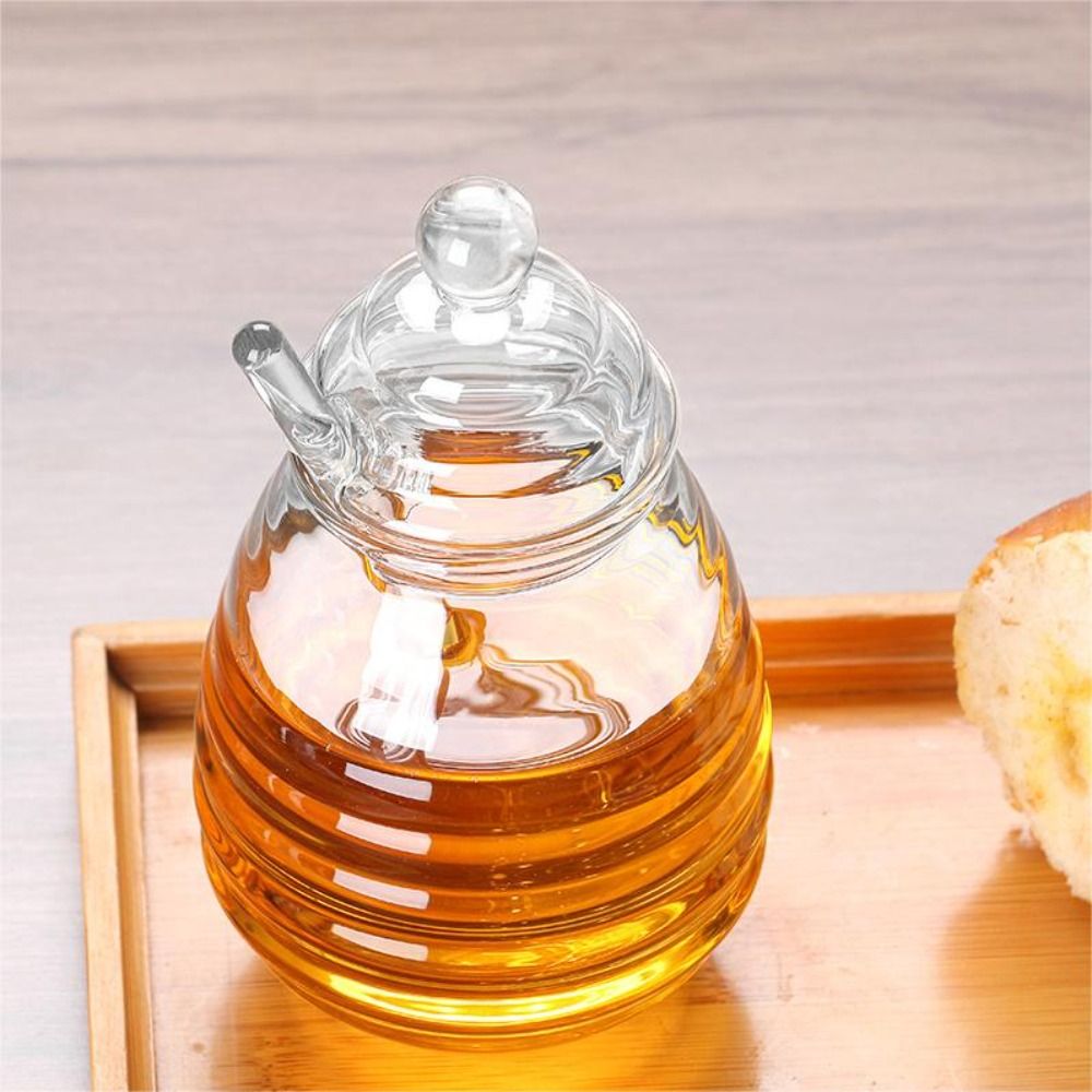Bath Salts Jar - Transparent Honey Pot with Dipper and
