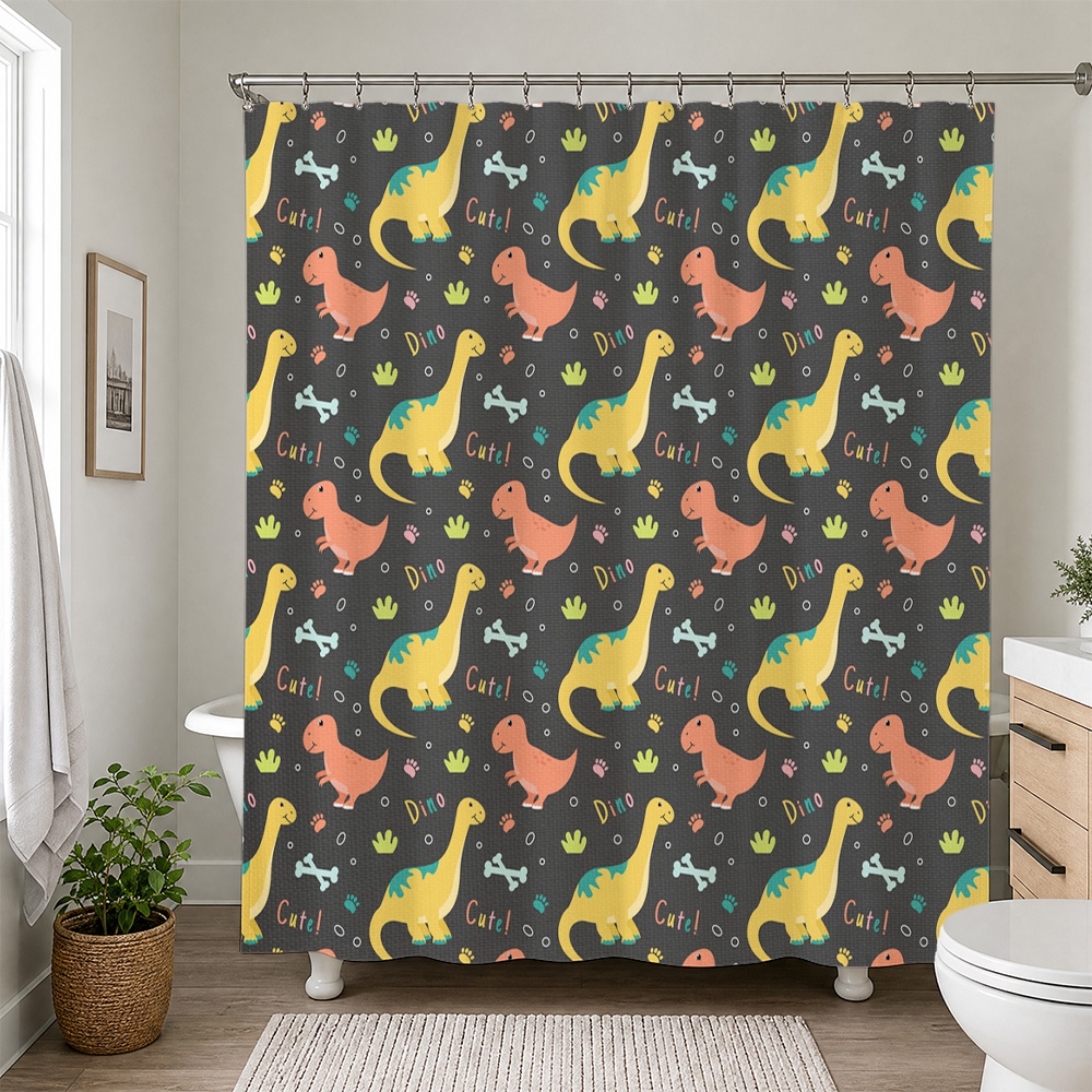 Home Bathroom Decor Ideas - Waterproof Cute Dinosaur Shower Curtain Bathroom