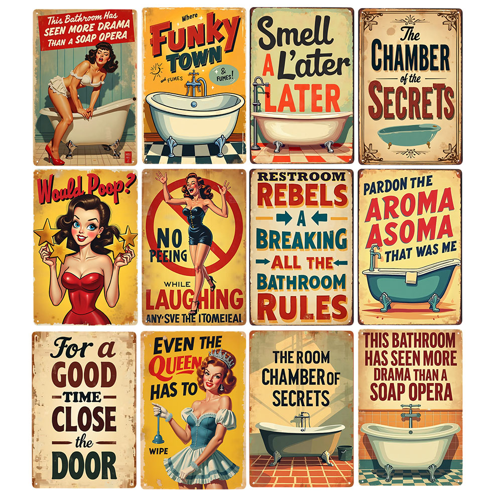 Funny Bathroom Rules Vintage M - đánh giá và giá Home Bathroom Decor Ideas