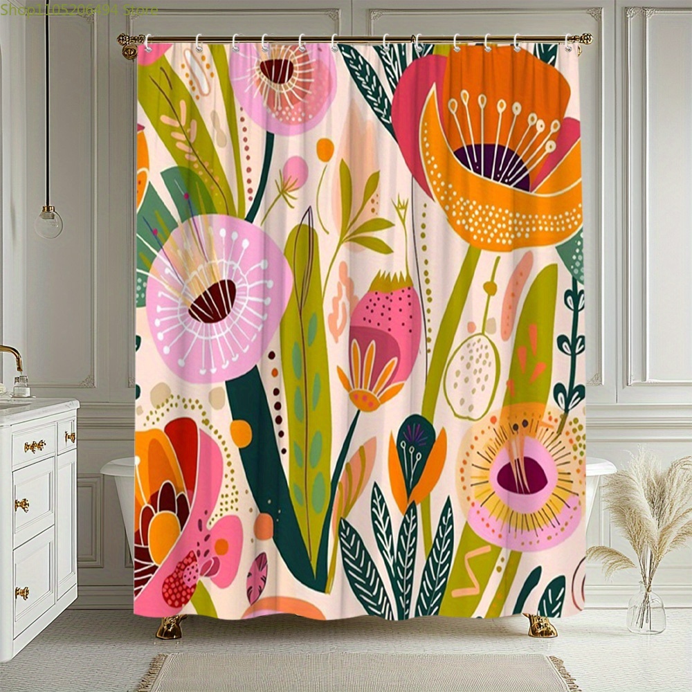 Vibrant Floral Pattern Shower  - đánh giá và giá Home Bathroom Decor Ideas