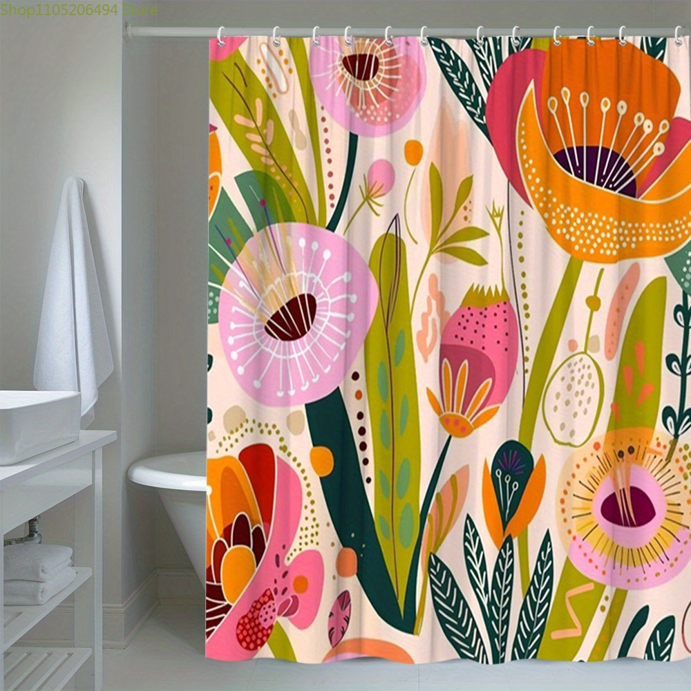 Vibrant Floral Pattern Shower  - đánh giá và giá Home Bathroom Decor Ideas
