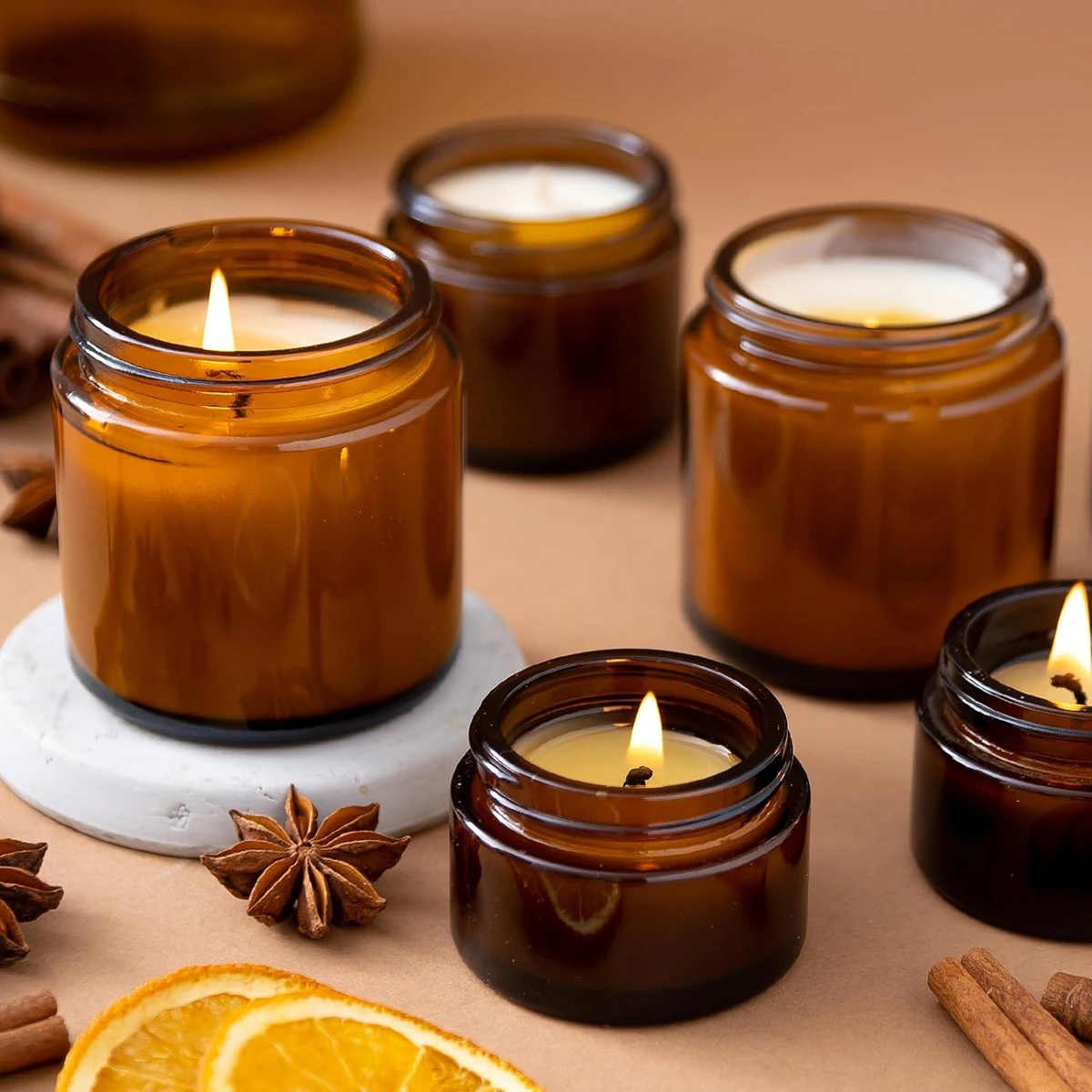 Glass Candle Jars, 4oz Amber R - đánh giá và giá Bath Salts Jar