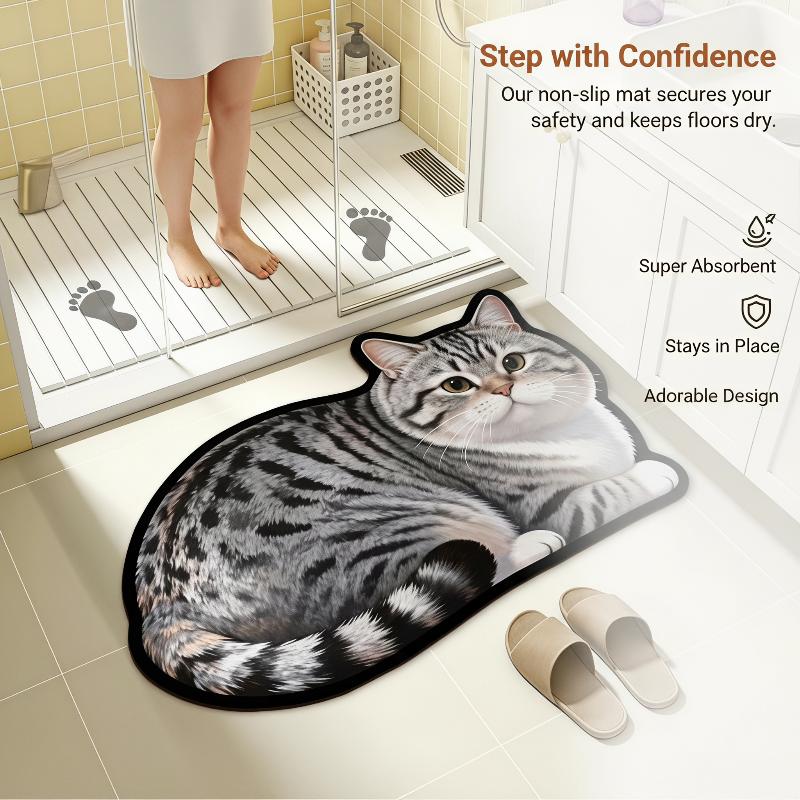 Diatomite Bath Mat Lovely Cat  - đánh giá và giá Home Bathroom Decor Ideas