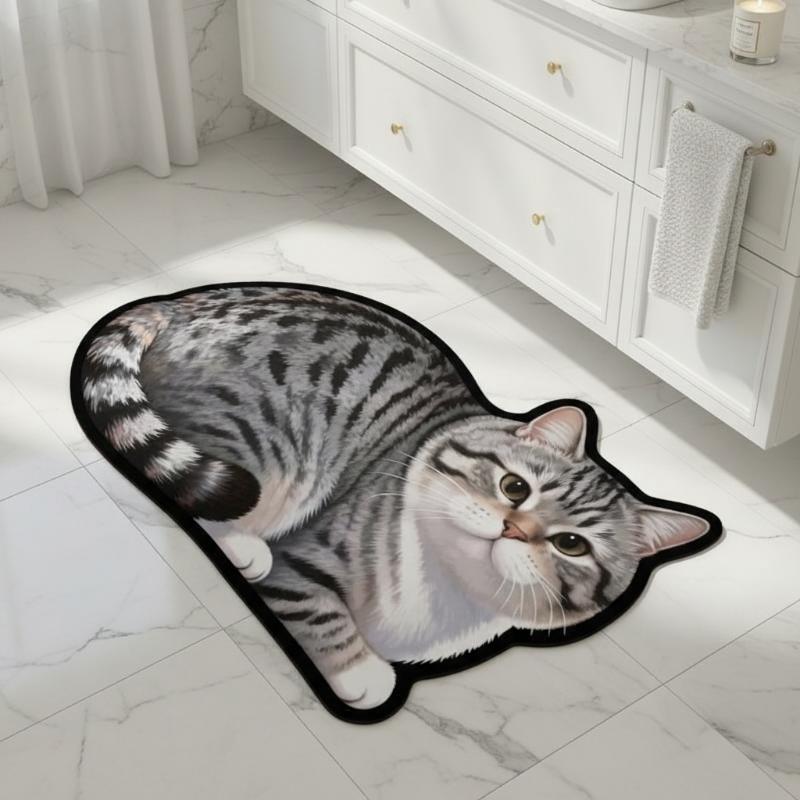 Diatomite Bath Mat Lovely Cat  - đánh giá và giá Home Bathroom Decor Ideas