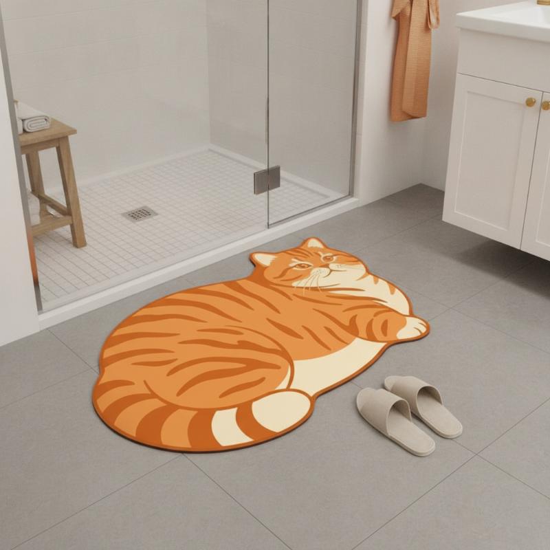 Diatomite Bath Mat Lovely Cat  - đánh giá và giá Home Bathroom Decor Ideas