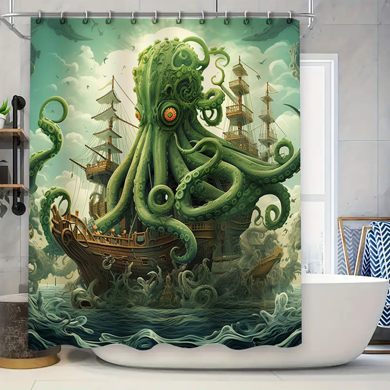 Octopus Ship Shower Curtain Su - đánh giá và giá Home Bathroom Decor Ideas