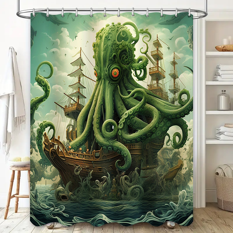 Octopus Ship Shower Curtain Su - đánh giá và giá Home Bathroom Decor Ideas