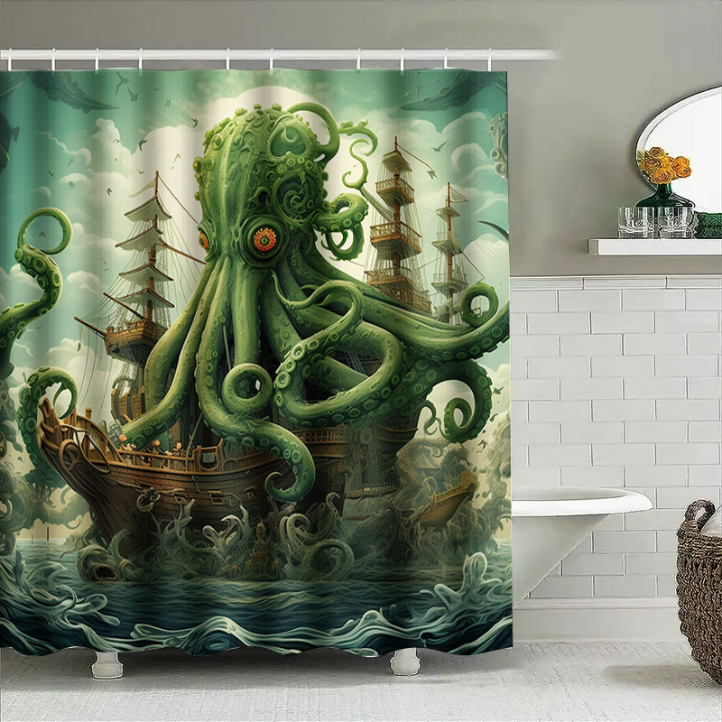 Octopus Ship Shower Curtain Su - đánh giá và giá Home Bathroom Decor Ideas