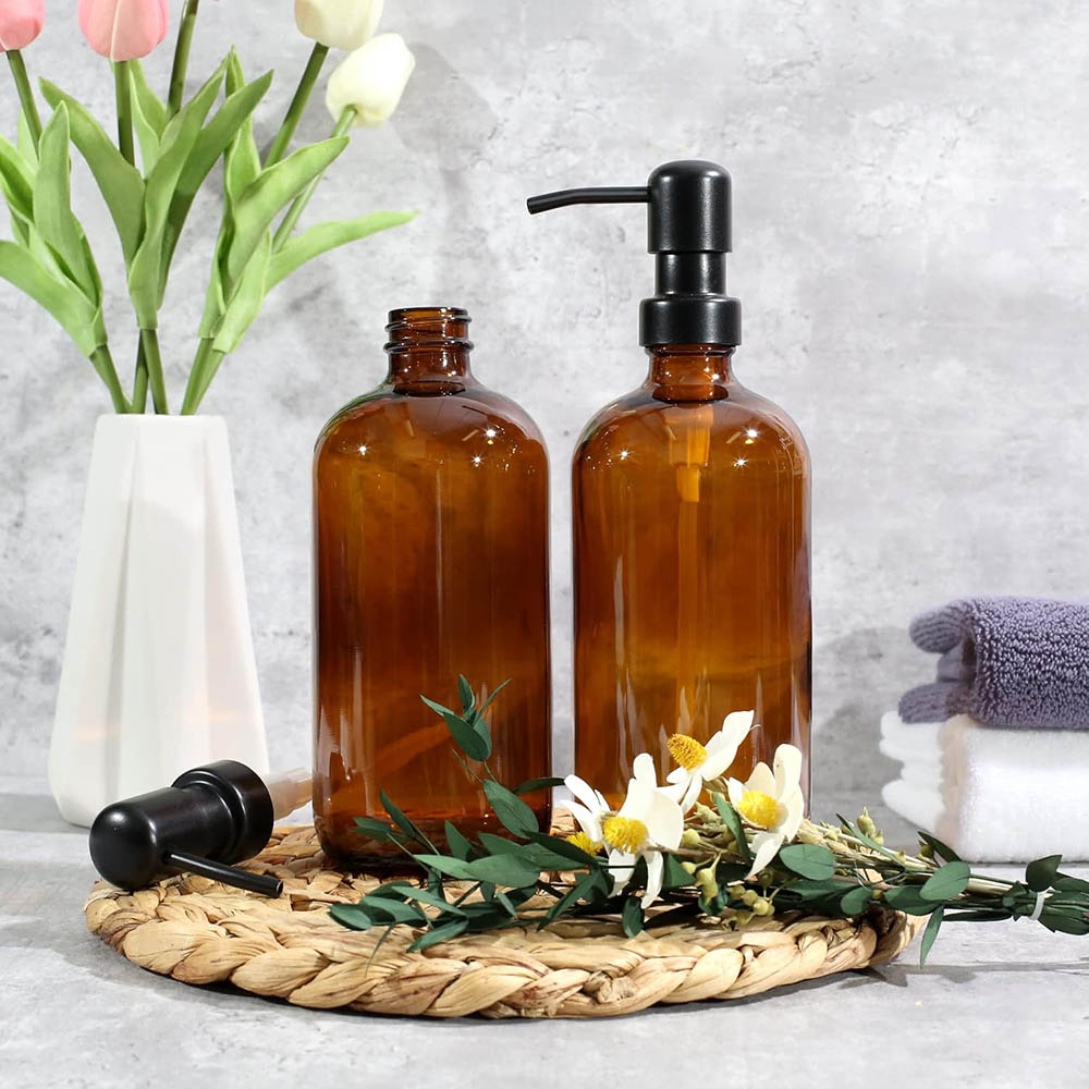 Amber Glass Soap Dispenser, 2  - đánh giá và giá Home Bathroom Soap Dispenser