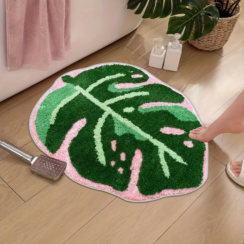 VIKAMA Pink Tropical Leaf Plus - đánh giá và giá Zara Home Bathroom Mat
