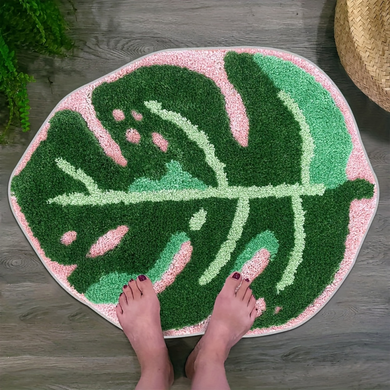 VIKAMA Pink Tropical Leaf Plus - đánh giá và giá Zara Home Bathroom Mat
