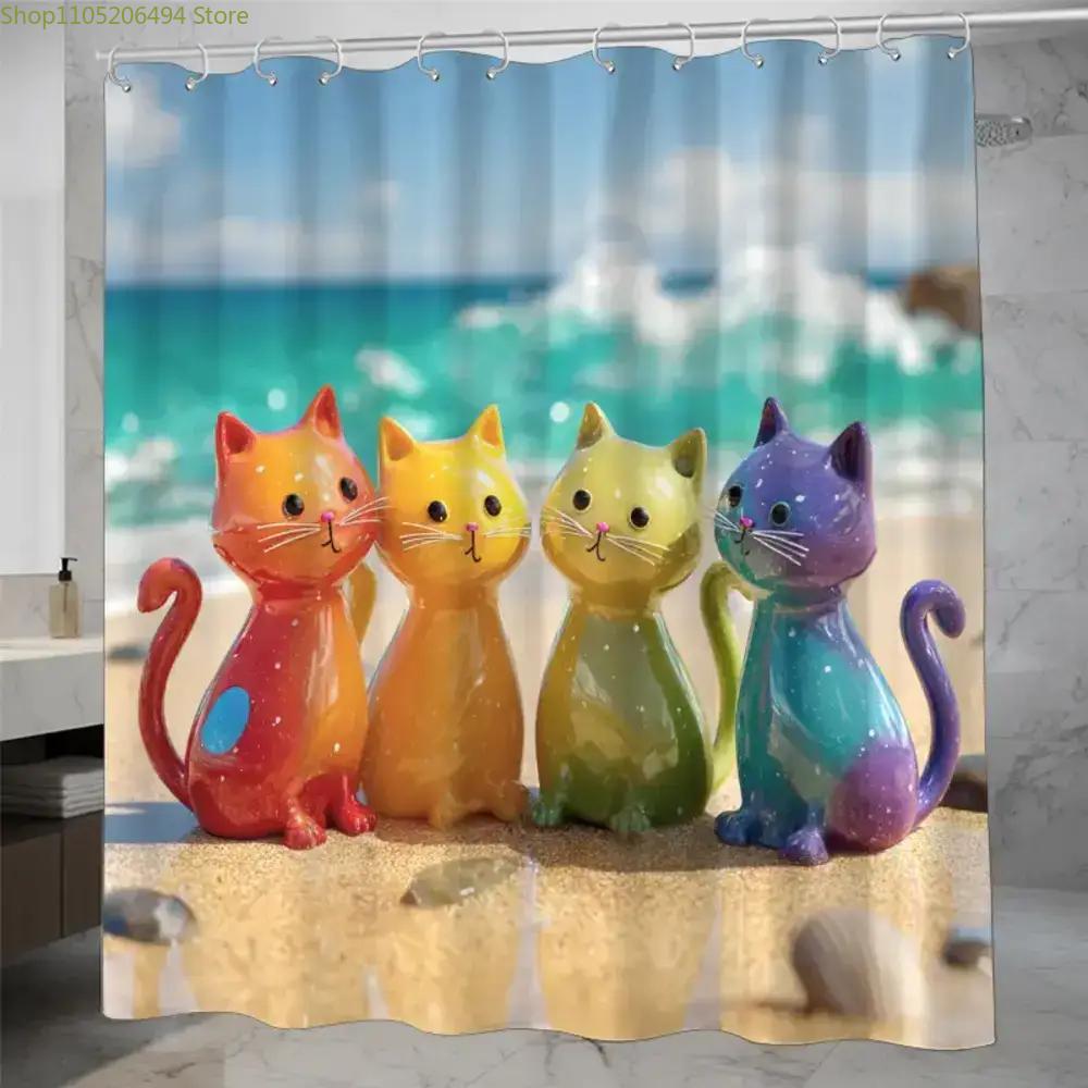 Colorful Rainbow Cats Shower C - đánh giá và giá Home Bathroom Decor Ideas