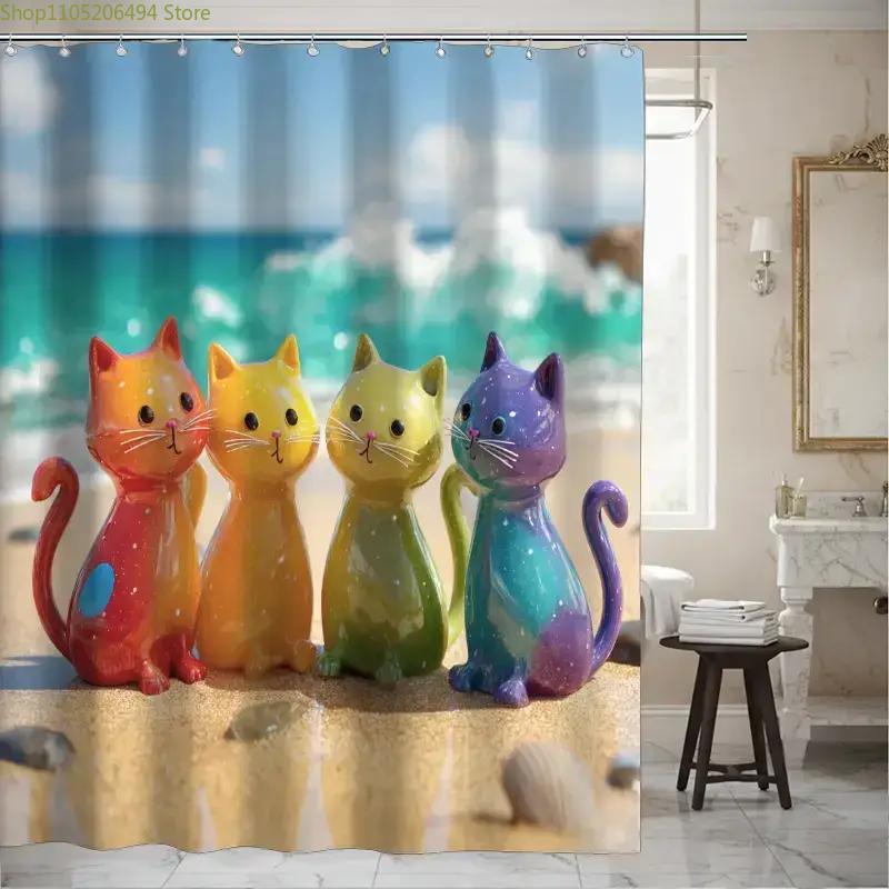 Colorful Rainbow Cats Shower C - đánh giá và giá Home Bathroom Decor Ideas