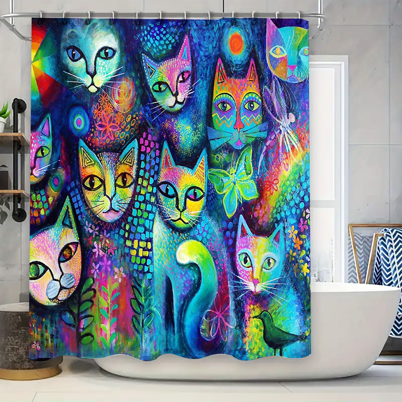 Cat Shower Curtain Artistic An - đánh giá và giá Home Bathroom Decor Ideas