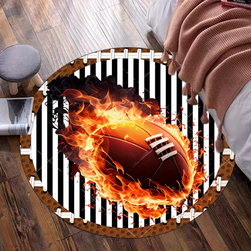 Flaming Football Round Rug for - đánh giá và giá Home Bathroom Decor Ideas