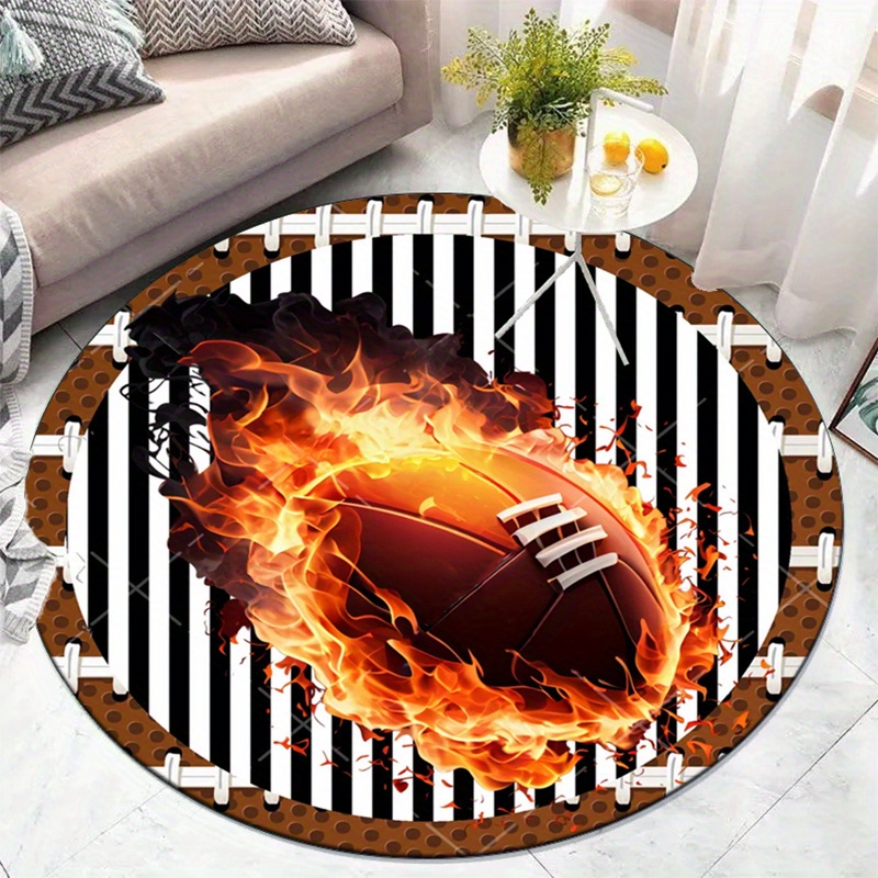 Flaming Football Round Rug for - đánh giá và giá Home Bathroom Decor Ideas