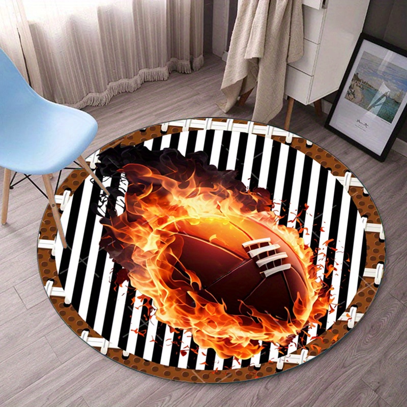Flaming Football Round Rug for - đánh giá và giá Home Bathroom Decor Ideas