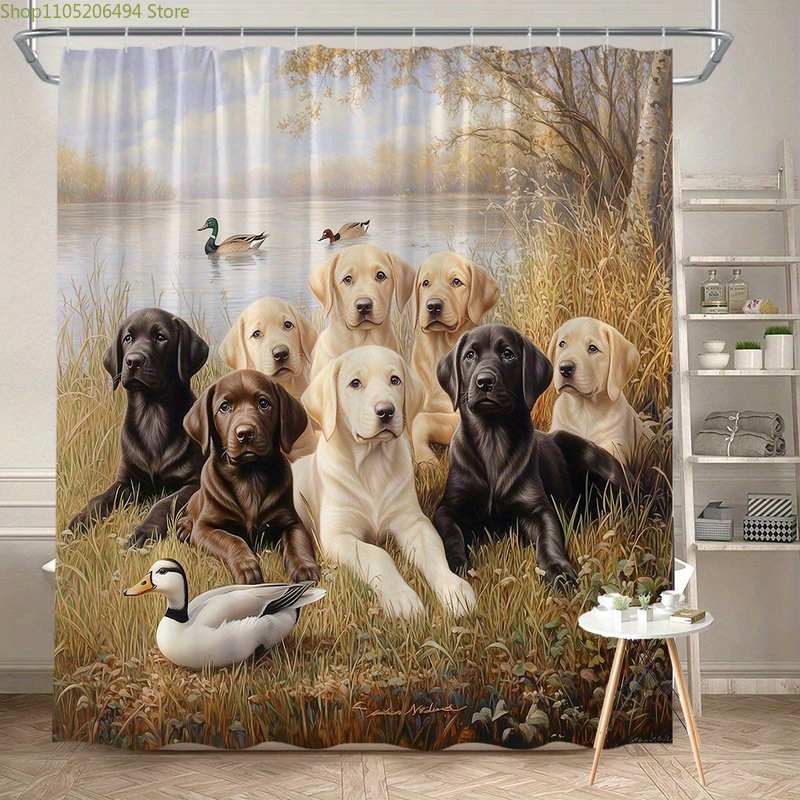 Labrador Dog Family Shower Cur - đánh giá và giá Home Bathroom Decor Ideas
