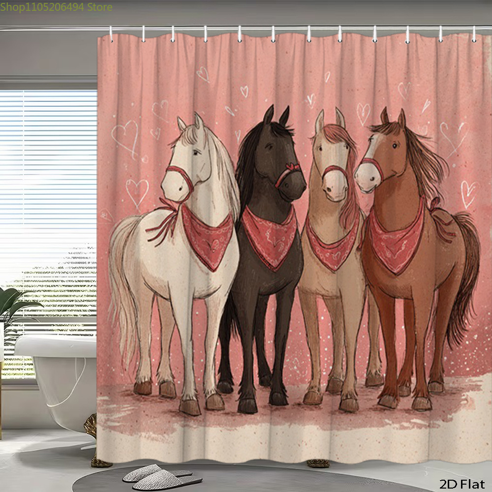 Cute Horses Shower Curtain, Ca - đánh giá và giá Home Bathroom Decor Ideas