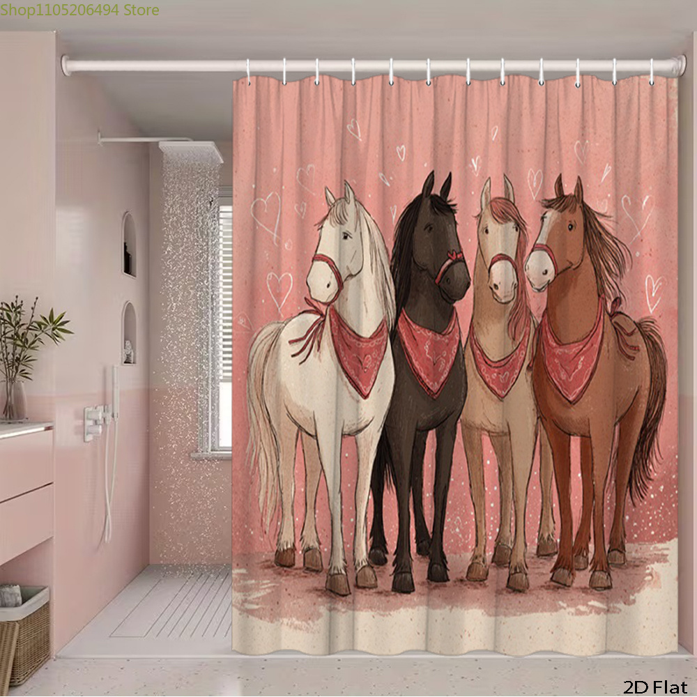 Cute Horses Shower Curtain, Ca - đánh giá và giá Home Bathroom Decor Ideas